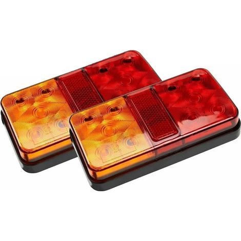 2 Feux Arrière LED 12V 4 Fonctions Stop Position Clignotant Catadioptre Étanche IP67 Pour Remorque Camion Caravane Camping-car Utilitaire (1/5)