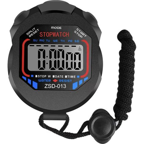 Chronomètre de Sport Numérique avec Horloge, Chronomètre électronique étanche, pour Football, Basket, Course, Natation, Fitness (1/5)