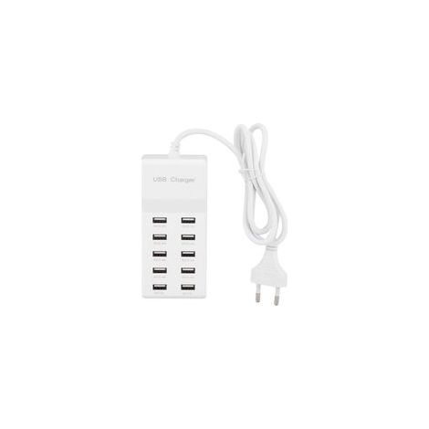 Fdit Chargeur Mural USB 10 Station de Chargement USB MultiPorts 100240V Bandeau d'alimentation pour hub USB de Voyage avec Cordon pour Plusieurs appareils(UE)