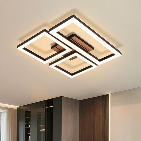 GBLY Lámpara Techo LED Plafón Cocina Lámpara de Cocina Negro 21W Lámpara Dormitorio Diseño Moderno Lámpara Pasillo 3000K Blanco Cálido Cuadrado Pasillo Imitación Madera Lámpara Salón para Salón Dormit (1/5)
