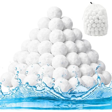 Balles filtrantes pour piscine 1400 g, remplacement pour 50 kg de sable filtrant, avec sac à linge 5 cm - Boules filtrantes lavables et réutilisables pour systèmes de filtration à sable de piscine - (1/5)