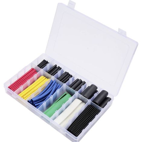 TRU COMPONENTS TC-13388820 Kit guaine termoretraibili Rosso, Giallo, Blu, Verde, Bianco, Nero Restringimento:2:1, 3:1 1