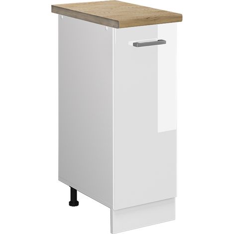 Armadio cucina dispensa alto R-Line, Bianco lucido, 30 cm , PL Rovere, Vicco