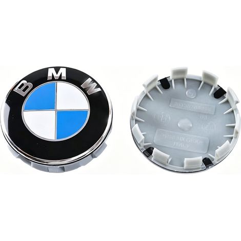 Satz mit 4 Radnabenkappen (68 mm) für BMW 1er, 3er, 5er, 7er, X1, X3, X4, X5 und X6, Felgenmittenabdeckung, Ersatz-Radnabenkappen, 4 Stück, blau und weiß (1/3)