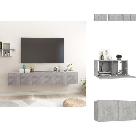 Meubles TV suspendus 3 pcs Gris béton 60x30x30 cm - Meuble Tv Mural - Meubles Tv Gris - Rangement Tv - Étagère Murale - Support Tv (1/5)
