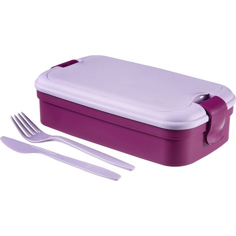 Curver Lunchbox mit Besteck Fiambrera, Morado, 23.5 x 13.5 x 6.3 cm