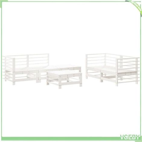 Salon de jardin 6 pcs - FAFEICY - Design à lattes - Bois de pin massif - Modulaire - Blanc (1/5)