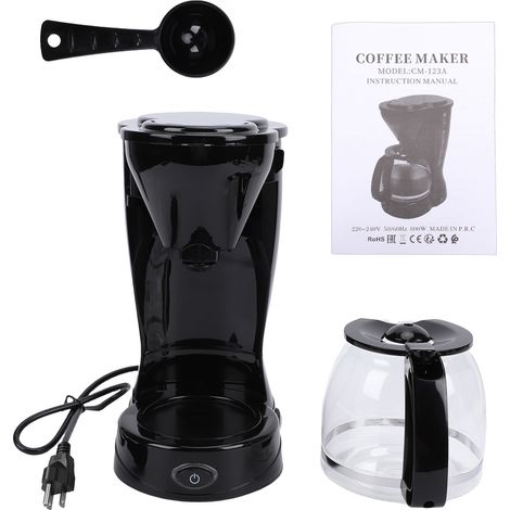 Cafetière Électrique Verre 750ml Filtre Métal Réutilisable Arrêt Auto Fonction Maintien au Chaud Design Élégant Noir (1/5)