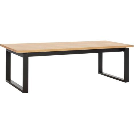 Table repas rectangulaire en chêne vernis naturel et laqué noir - RYHANA