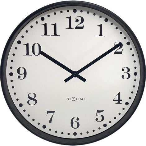 Horloge murale silencieuse de 30 cm en plastique cadran noir et blanc pour salon et bureau - PANGIVO