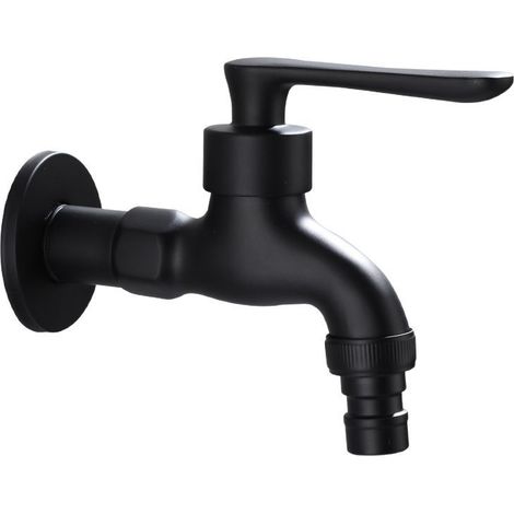 Grifo corto negro para lavadora, grifo totalmente de cobre. (1/2)