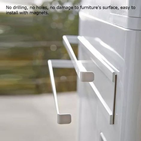 Barre de serviette Porte-serviettes magnétique Double porte-serviettes de bain pour salle de bain auto casier Blanc (1/4)