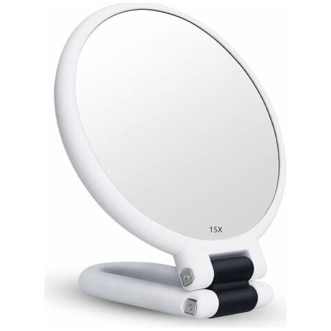 15-facher Vergrößerungsspiegel, doppelseitiger Klappspiegel mit Griff, Hand-Make-up-Spiegel, getönter Friseur-Klappspiegel, geeignet für verschiedene Make-up-Details (1/5)