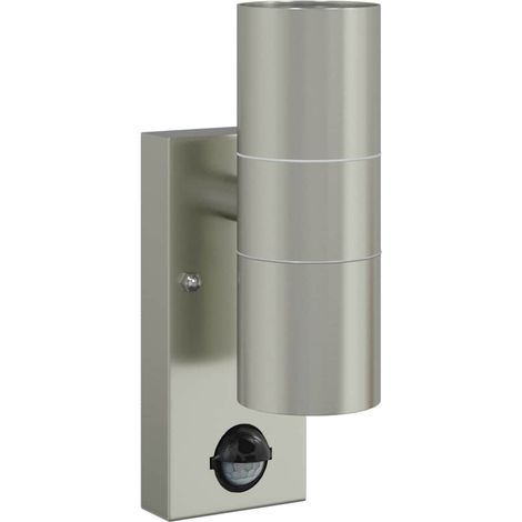 Applique murale extérieure forme cylindrique 7 x 10 x 22 cm durable style contemporain en acier inoxydable argenté