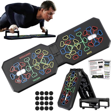 Planche de pompes pliable 12 en 1 pour entraînement à domicile - Équipement de fitness jusqu'à 150 kg (1/5)