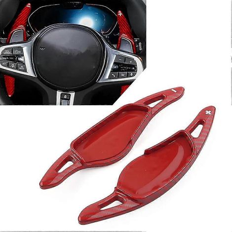 ABS-Lenkradschaltwippenverlängerung für BMW 3er/5er/6er/7er/8er Reihe, X3, X4, X5, X6, X7, M5, Carbonfaser-Optik – Carbonfaser-Rot (1/5)