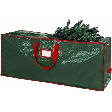 Sac Rangement Sapin Noël Grand Format PVC Rectangulaire - Fermeture Éclair Poignée Solide - Rangement Décorations Intérieur Extérieur vert (1/4)