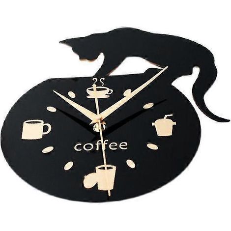 Horloge murale simple et mignonne représentant un chat de dessin animé, horloge murale créative pour la maison, la chambre, la décoration intérieure (1/4)