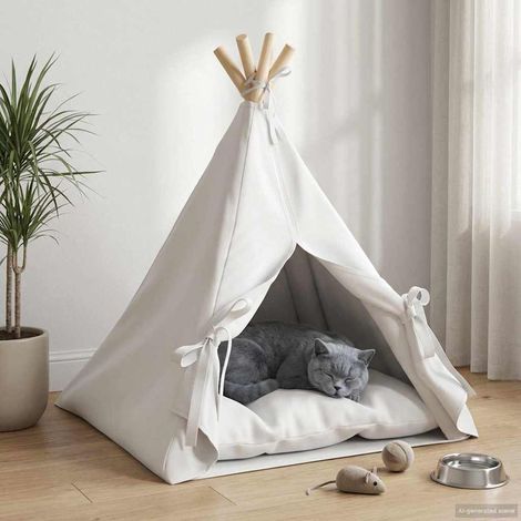 vidaXL Tenda per animali con cuscino Bianco 50 x 50 x 60 cm