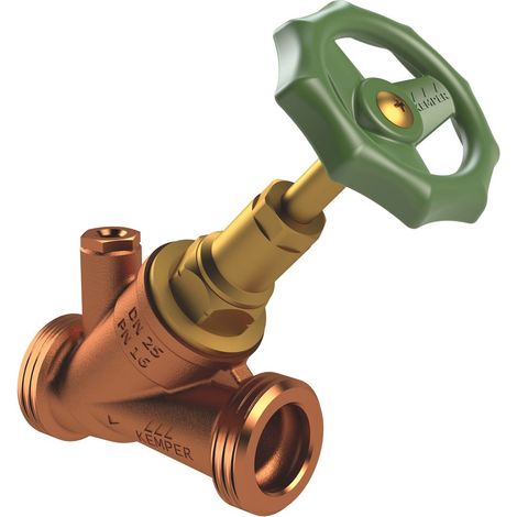 Kemper Standard Freistrom-Absperrventil mit Entleerstopfen G 1/4", DN 40 AG, PN 16, Rotguss/Messing, Figur 174 2G
