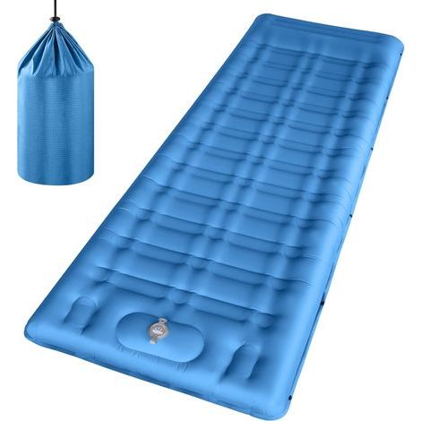 selbstaufblasende Isomatte, 12 cm dick, 40D Nylon, mit integriertem Kissen, Fußpumpe, für Camping und Wandern (1/5)