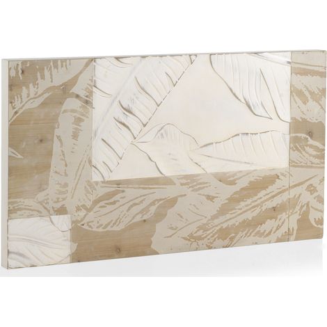 Tête de lit murale en bois blanc 110 x 60 cm (1/2)