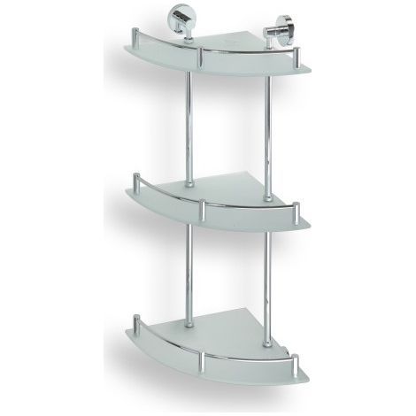 Tablette d'angle de douche 3 étages en verre OMEGA 27x67,5x27cm (1/2)