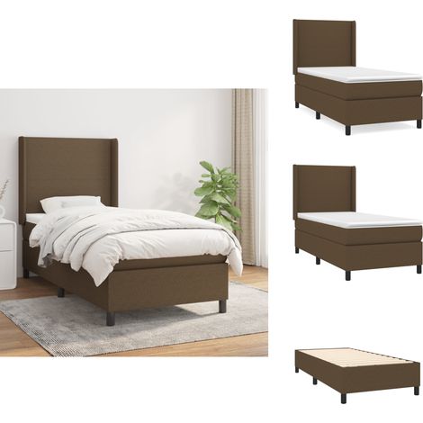 Boxspringbett mit Matratze Dunkelbraun 90x200 cm Stoff - Boxspringbett - Doppelbett - Bettenrahmen - Lattenrost - Matratze (1/5)