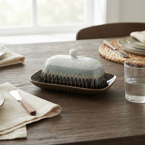 Artisan Reactive Glaze Butter Dish (1/2)