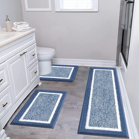 Juego de 3 alfombrillas de baño de microfibra superabsorbentes, lavables a máquina, para el borde de la bañera.