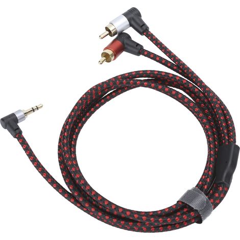 Câble audio stéréo ABS avec prise jack 3,5 mm mâle à 90° vers 2 RCA mâles, pour haut-parleur DVD, 2 m. (1/5)