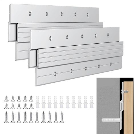 2 Paires de Crochets à Crémaillère Française 30 cm Capacité de Charge 36 kg, Rail Fixation Fixation Miroir Mural, Accroche Miroir Mural Tableau Lourd, pour Cadre Lourd, Tête de Lit, Panneau, Rack (1/5)