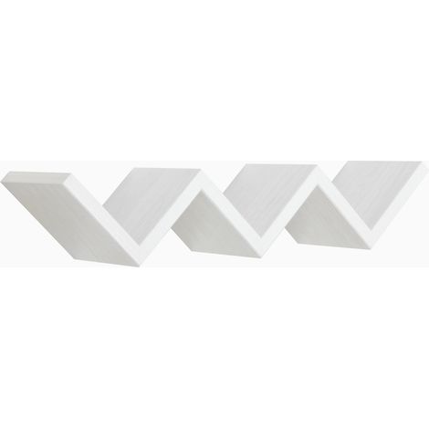 Mensola da Parete Libreria Zigzag 56x15,5 cm in Fibra di Legno Saetta Rovere Sbiancato (1/4)