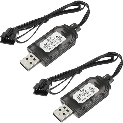 2 pièces 7.4V USB Chargeur Câble RC avec Connecteur SM-4P Plug pour 2S 7.4V LiPo Batterie, Compatible avec Voiture RC, Bateau RC, Drone RC, Avions RC et Autres Jouets Télécommandés (1/5)