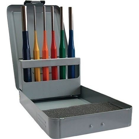 Juego de punzones de 6 piezas 3-4-5-6-8-10 mm caja de metal multicolor PROMAT