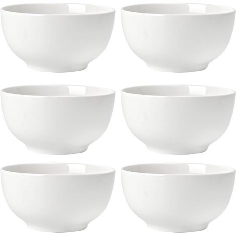 Lot de 6 petits bols à céréales en céramique de 590 ml pour salade, dessert, collation, riz, ramen, etc. Porcelaine blanche, passe au lave-vaisselle et au micro-ondes, diamètre de 14 cm (1/5)