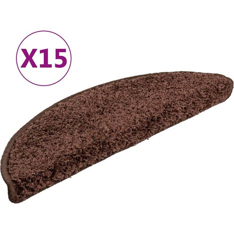Maison Exclusive - Tapis d'escalier 15 pièces 56 x 17 x 3 cm Marron Demi-rond (1/5)