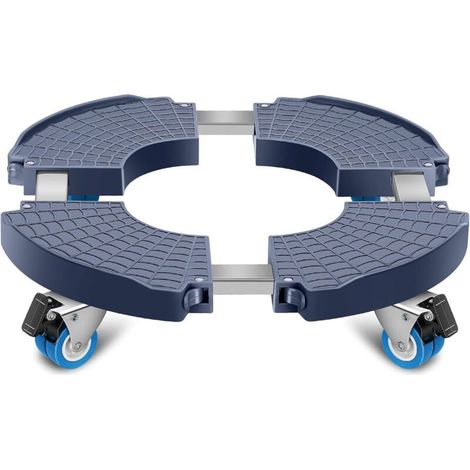 Porte Plante a Roulettes Rotation à 360°, Capacité De 200 KG, Plateau Roulant Réglable Ø 40-48cm, Support de Pot de Fleur pour Intérieur à Extérieur, Plante,Pied de Parasol,Poubelle,Bleu
