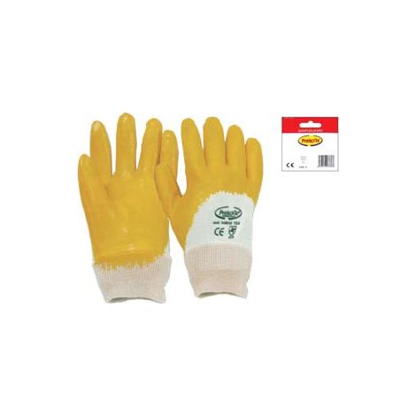 GUANTI DA LAVORO IMPREGNATO IN  NBR COLORE GIALLO- - tg. 8 - 12 blister EXCEL