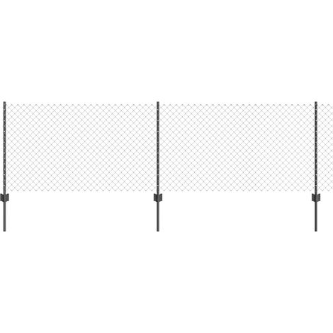 Grillage rouleau,Clôture en maillon de chaîne avec 22 poteaux en U gris 0,8x25 m en acier CFW1428076 (1/3)