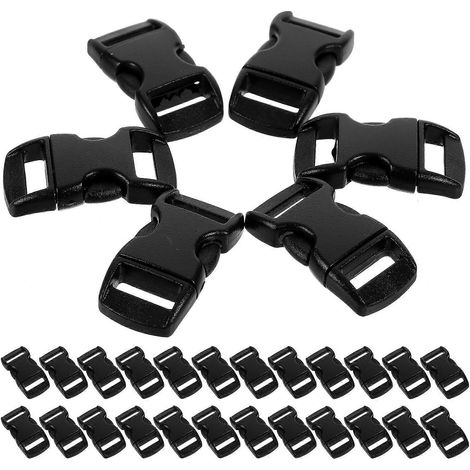 50 boucles à déclenchement latéral en plastique dur et résistant pour sangles, colliers pour chiens et bracelets en paracorde (noir) (1/5)