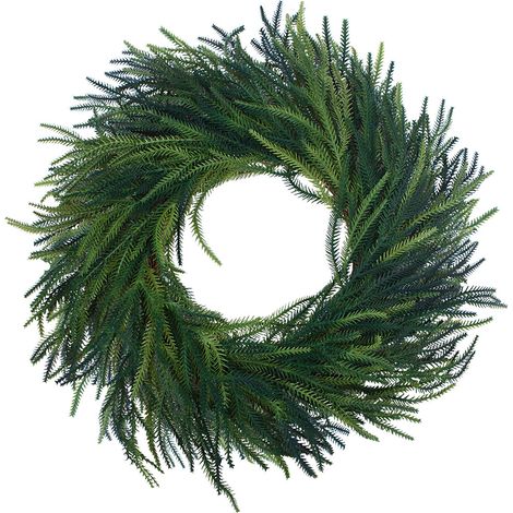 Couronne pin Norfolk artificiel 60cm faux Noël vert suspension de porte avant maison déco double couleur (1/5)