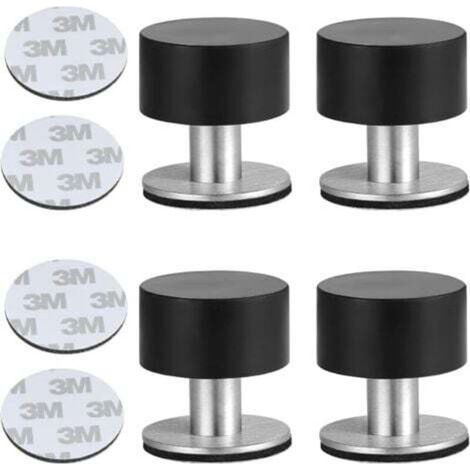 4pcs Butées Porte Adhesive Acier Inoxydable Butoir Arrêts Porte Door Stoppers Avec Caoutchouc Antichoc pour Montage Mural ou au Sol avec Ruban Adhésif Double Face 3M (1/4)