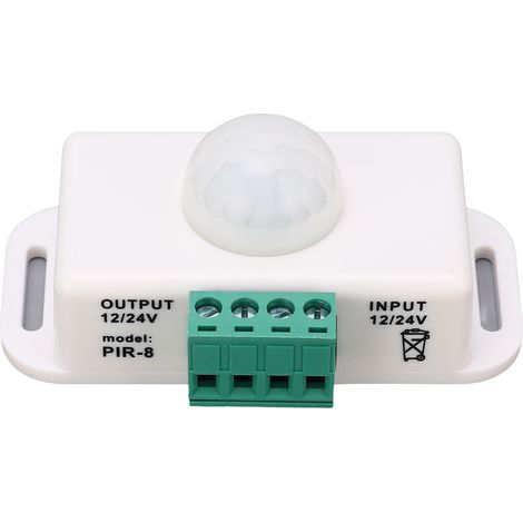 Interrupteur de détection du corps, temps de retard, mouvement infrarouge réglable, 6A, 12-24V, blanc