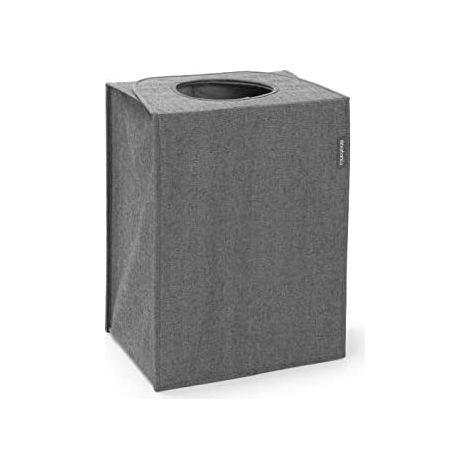Brabantia - Borsa per Bucato - Pratico Coperchio Apertura Quick-drop - Salvaspazio - Ampio Volume - Facile da Svuotare - Grande Apertura - Risparmio di Tempo - Pepper black - 55 Litri (1/5)