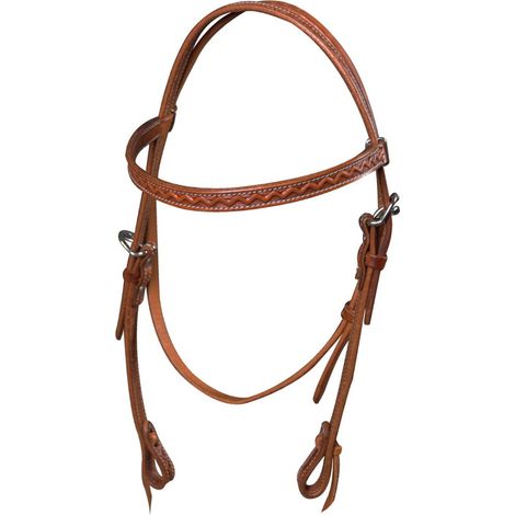 Chestnut - Briglia western Detroit in cuoio con decorazioni e laccetti in cuoio (1/4)