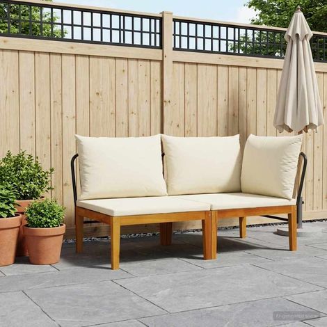 vidaXL 2 pcs Garden Lounge Set with Cushions Solid Acacia Wood & Rope (1/5)