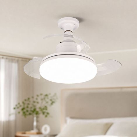Ventilateur plafonnier LED 30W E27, silencieux 30dB, télécommande, variateur lumière et 3 vitesses, idéal chambre (1/5)