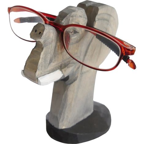 Support Pour Lunettes - Sculpture En Bois Naturel En Forme D'Animal - Décoration De Bureau Et De Maison - 1 Pièce (1/5)