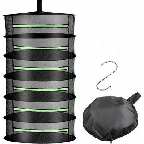 Estantero plegable 6 niveles, para secado de hierbas y plantas, con ganchos incluidos (1/4)